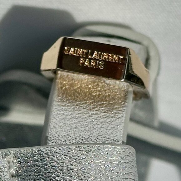 NEW Saint Laurent Tribute Espadrille Wedge Sandals YSL Metallic Silver Italy 36 - Picture 11 of 16